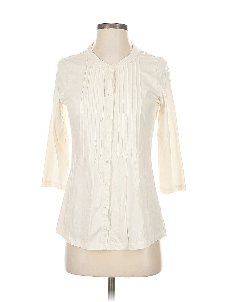 Pre-owned L.l.bean 3/4 Sleeve Blouse In White
