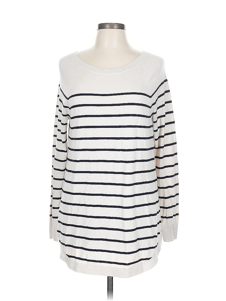 Pre-owned Ann Taylor Loft Long Sleeve T-shirt In White