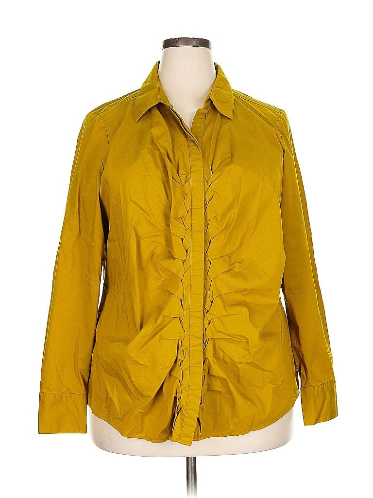 WORTHINGTON Pre-owned 3/4 Sleeve Button Down Shirt In Yellow