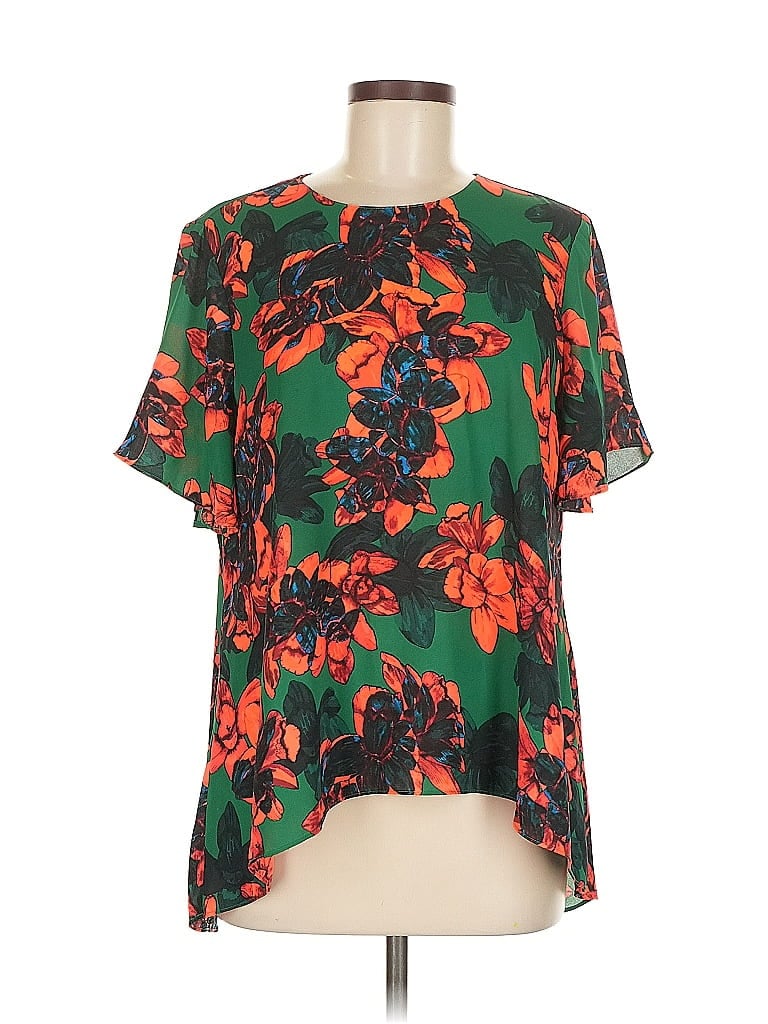 Pre-owned Vince Camuto Short Sleeve Blouse In Green