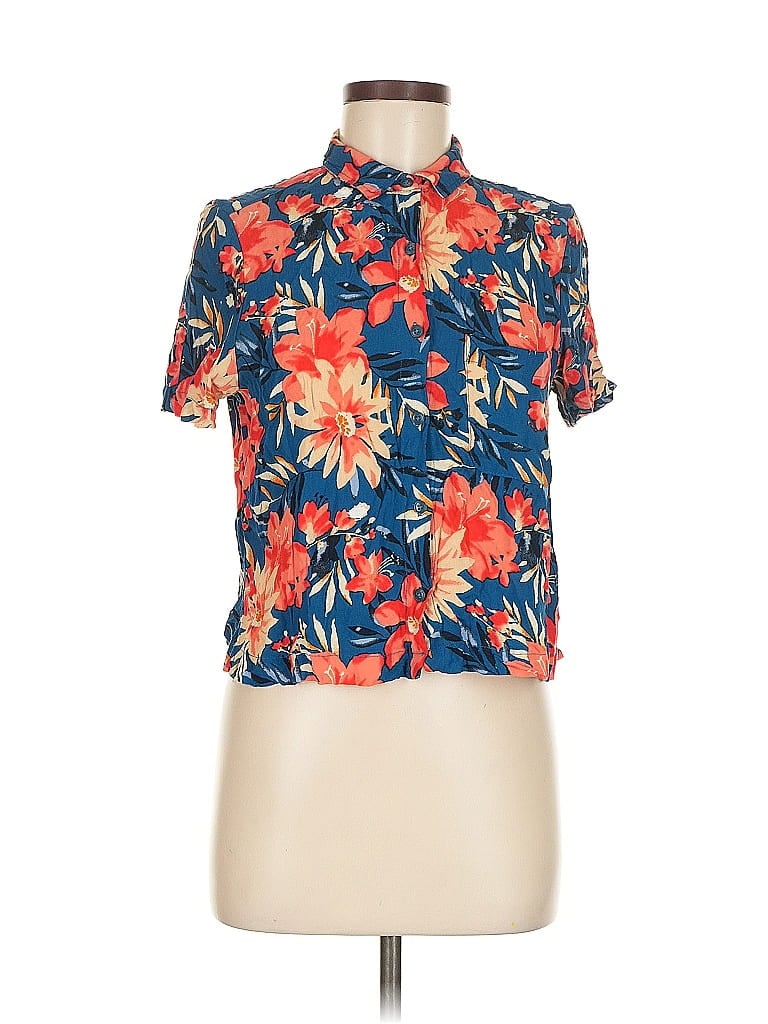 Pre-owned Cooperative Short Sleeve Blouse In Blue