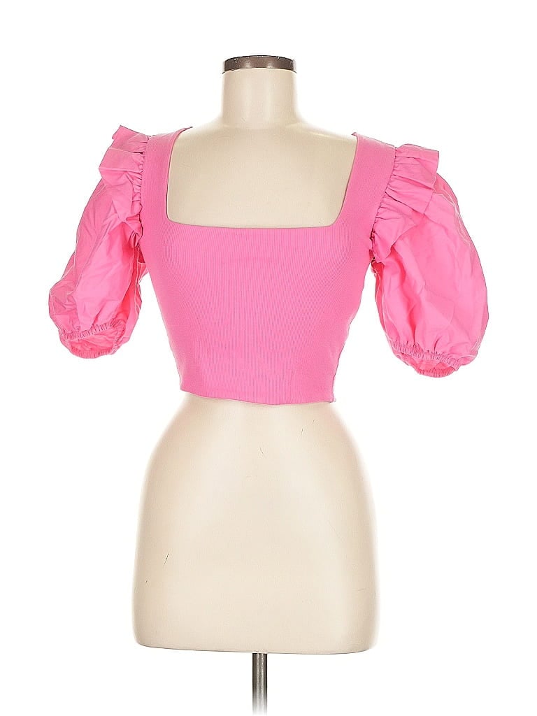 Click to view more detailed imagery on our partner's website Pre-owned Zara Short Sleeve Top Pink Sweetheart Neckline Tops