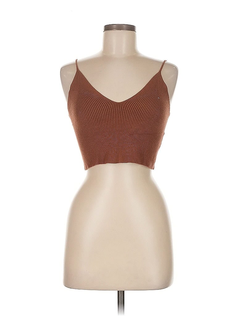 Pre-owned 8 By Yoox Tank Top Brown Strapless Neckline Tops