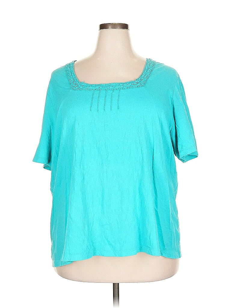 Pre-owned Liz & Me Short Sleeve Blouse In Blue