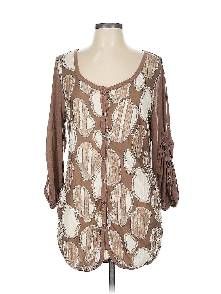 Pre-owned Lily 3/4 Sleeve Blouse In Brown