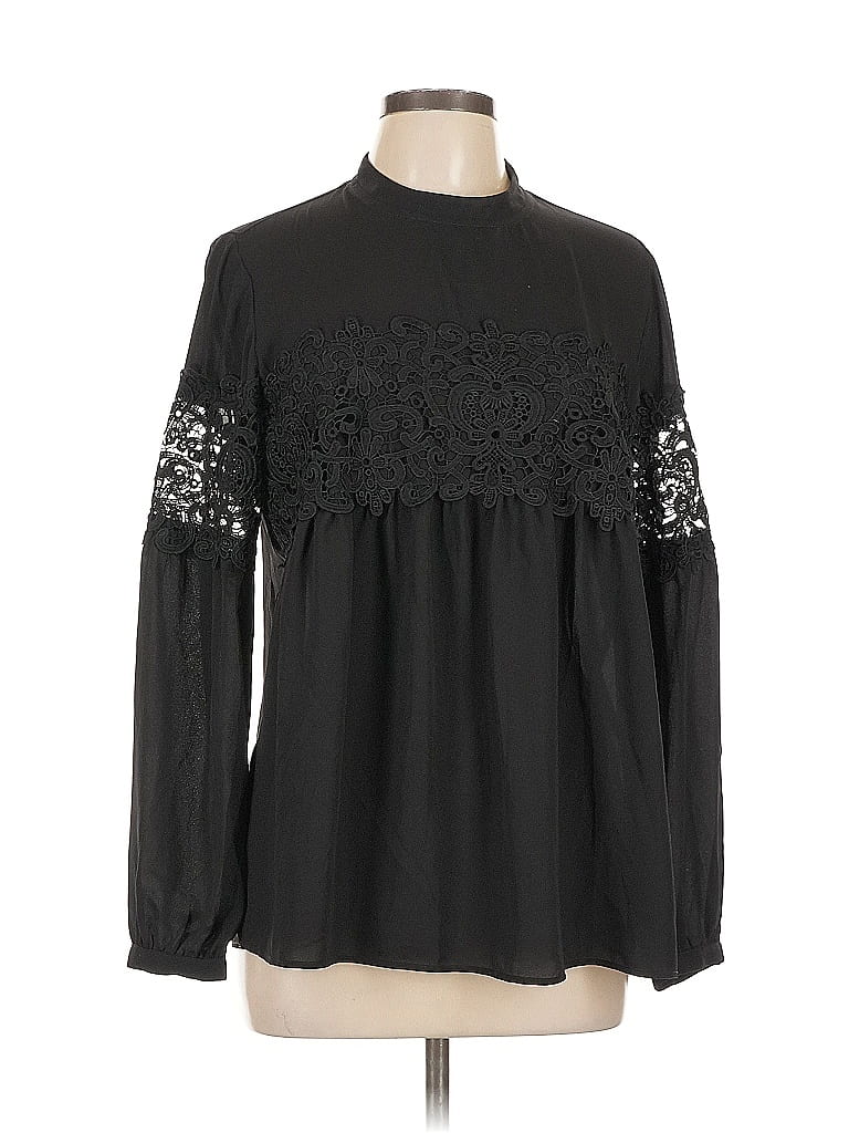 Pre-owned Express Outlet Long Sleeve Blouse In Black