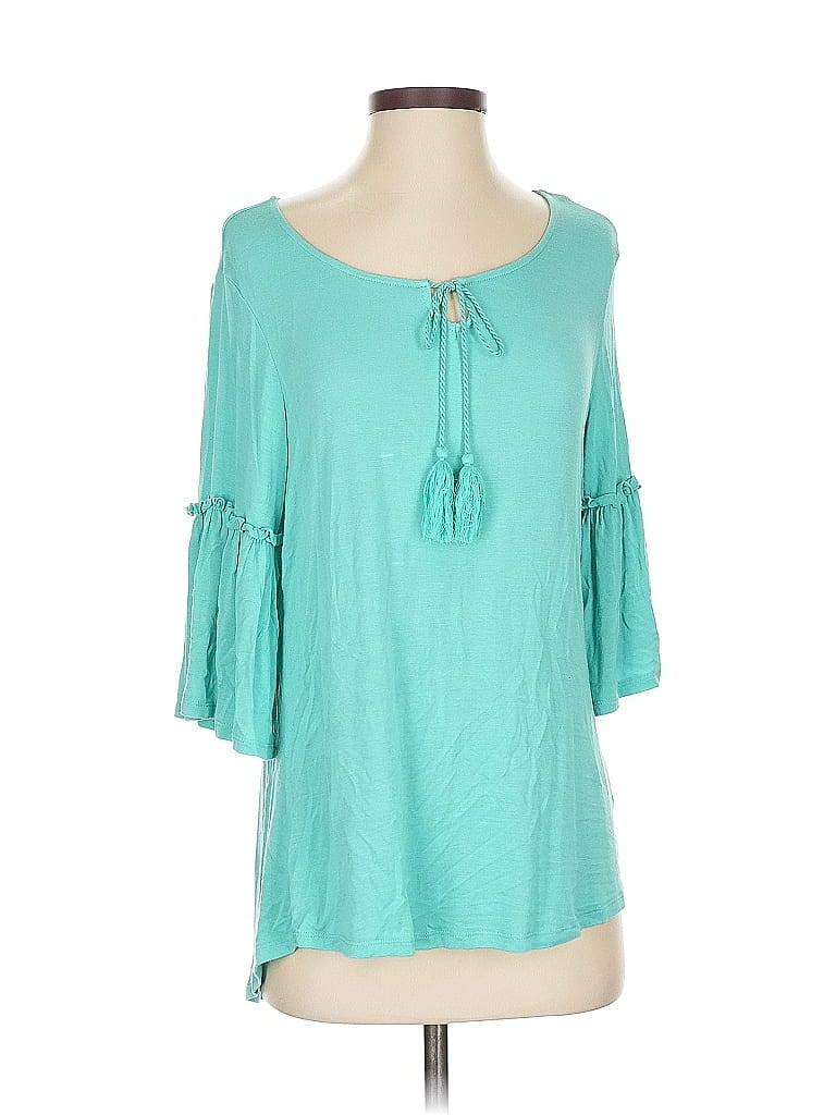 Pre-owned One World 3/4 Sleeve Blouse In Blue