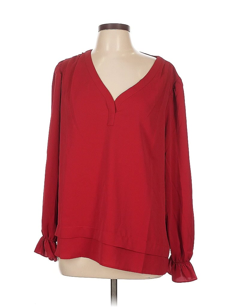 Pre-owned Laurie Felt Long Sleeve Blouse In Red