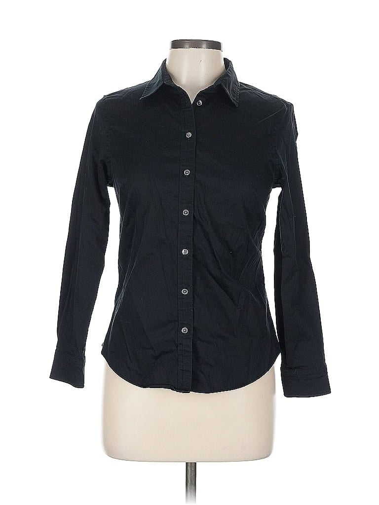 Pre-owned Banana Republic Factory Store Long Sleeve Button Down Shirt In Black