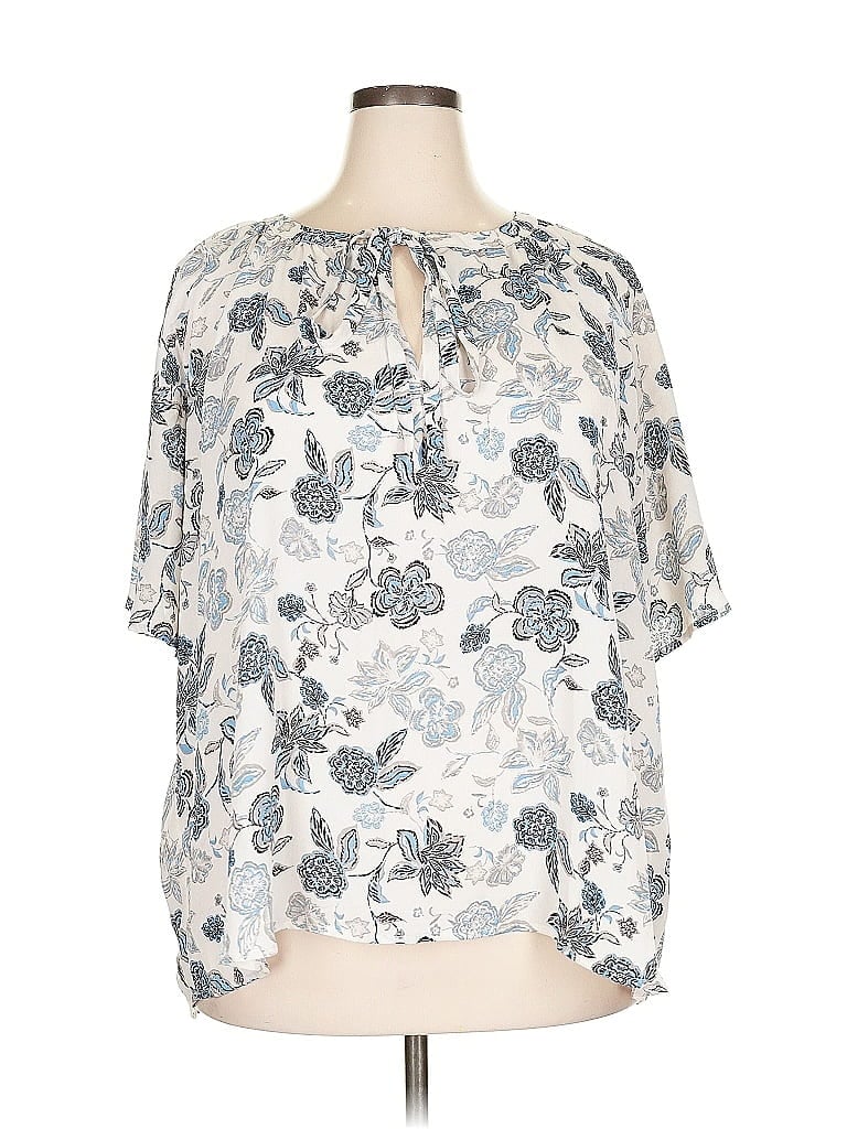 Pre-owned Harlow & Rose Short Sleeve Blouse In White