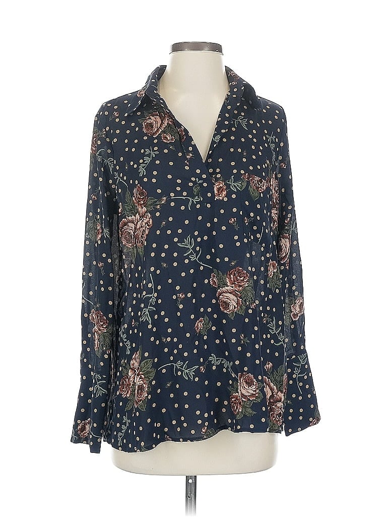 Pre-owned Pleione Long Sleeve Blouse In Blue