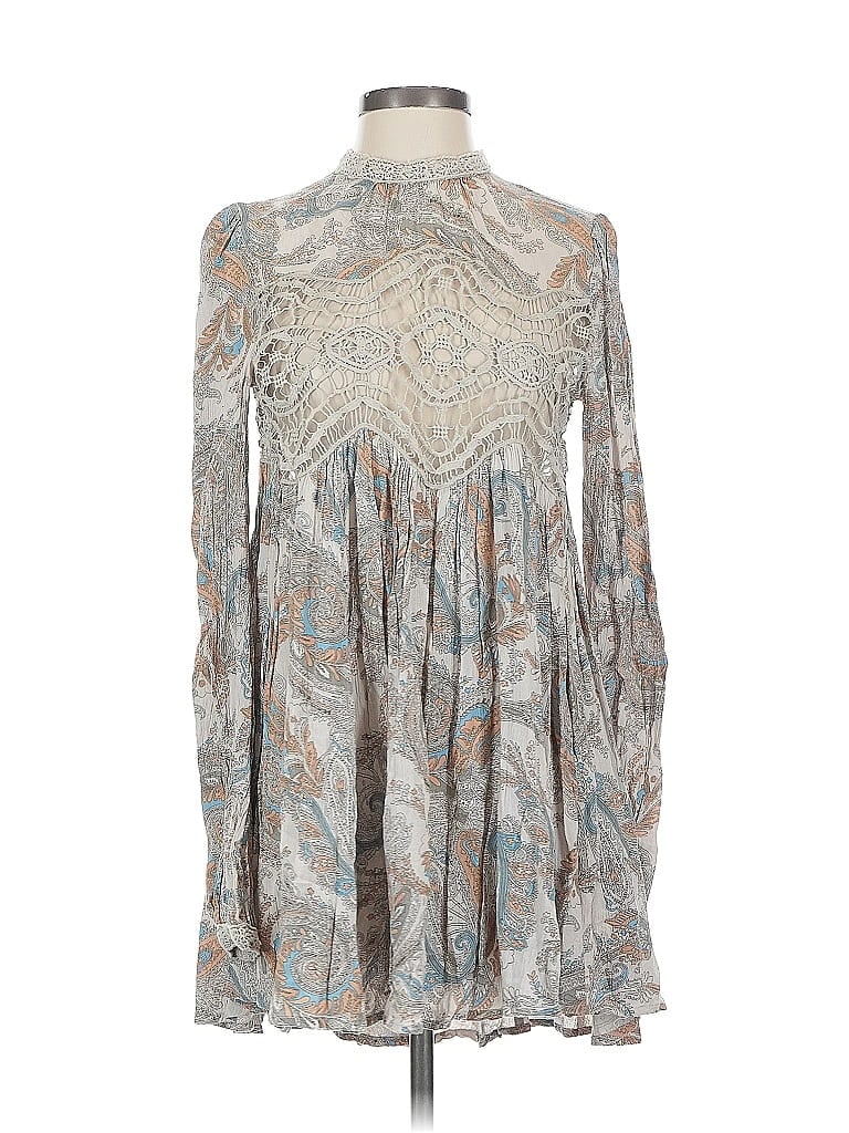 Pre-owned Free People Long Sleeve Blouse In Silver