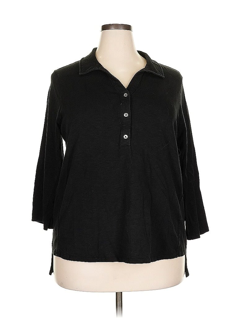 41HAWTHORN Pre-owned 3/4 Sleeve Button Down Shirt In Black