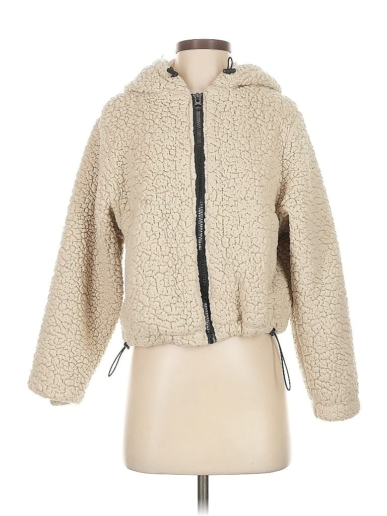 Pre-owned Divided By H&m Faux Fur Jacket In White