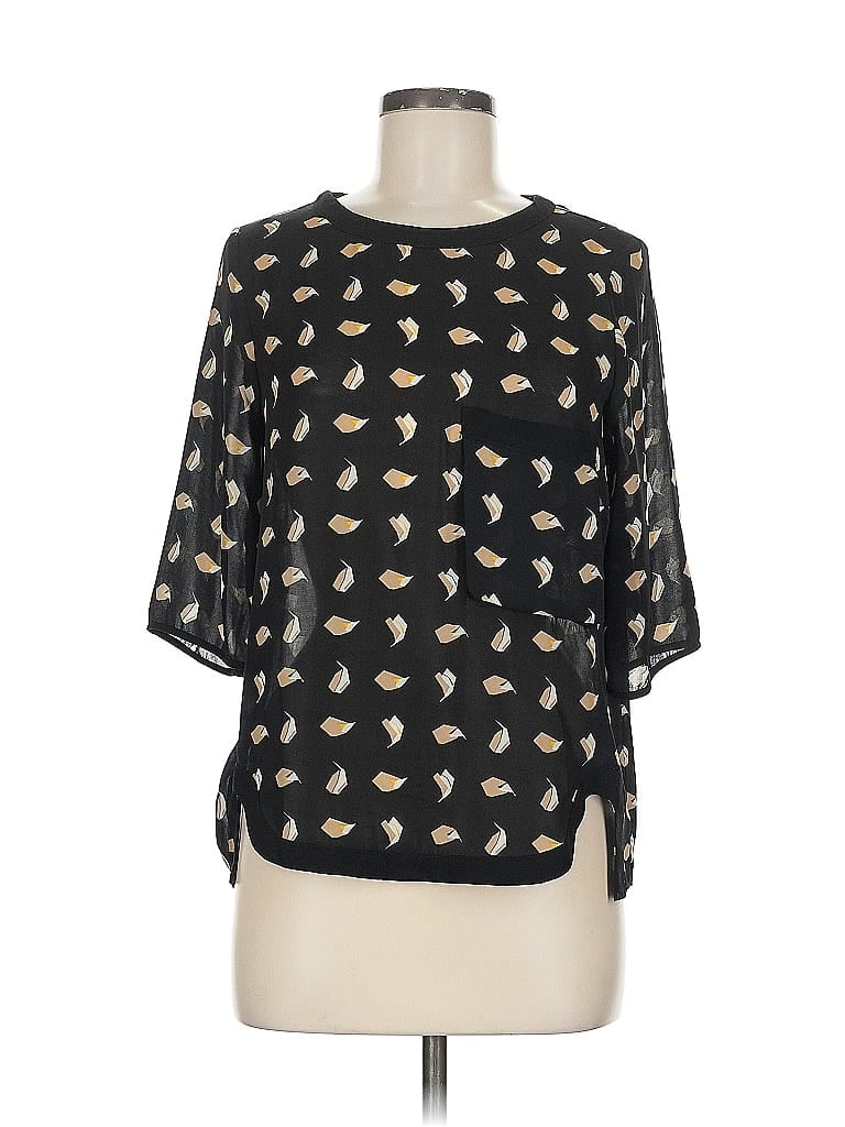 Pre-owned Zara Basic Short Sleeve Blouse In Black