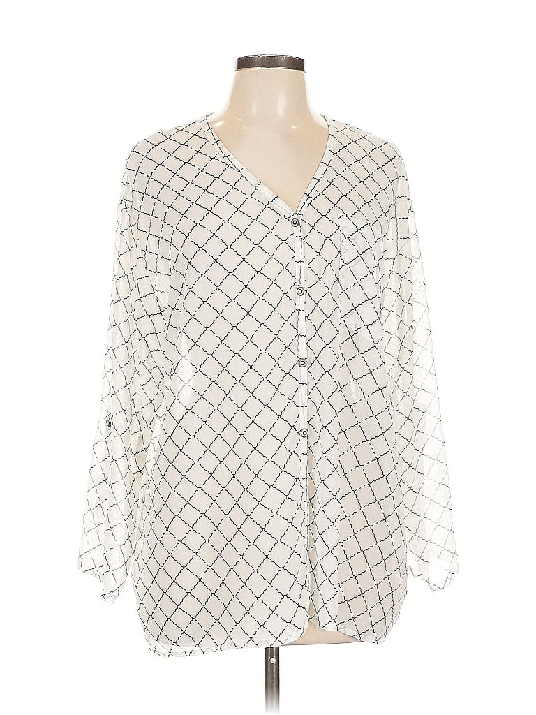 CABI Pre-owned Long Sleeve Blouse In White