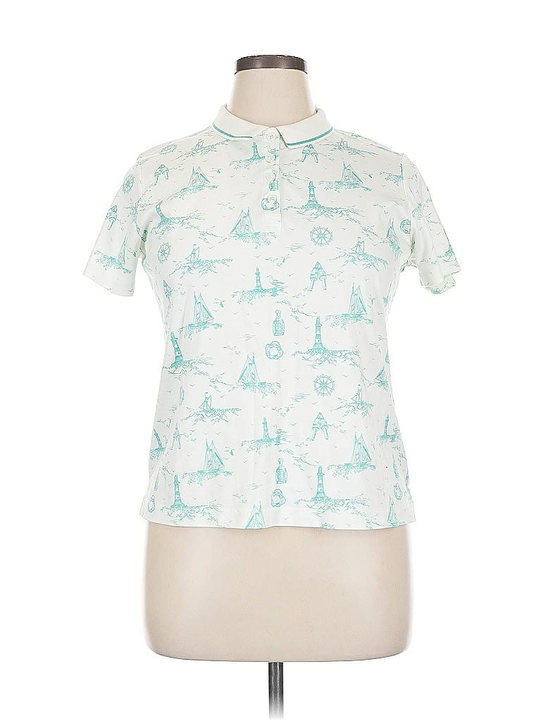 Pre-owned Lands' End Short Sleeve Polo Shirt In Blue