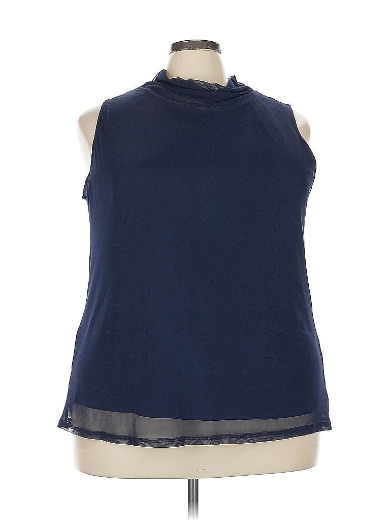 Pre-owned Halogen Sleeveless Blouse In Blue