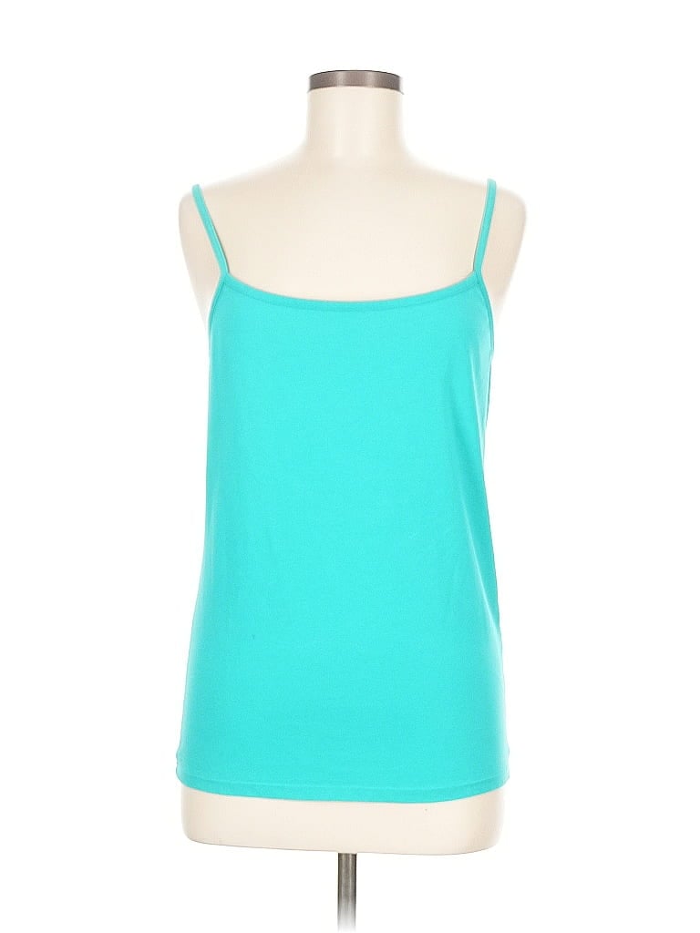 Pre-owned Lands' End Tank Top Teal Strapless Neckline Tops In Blue