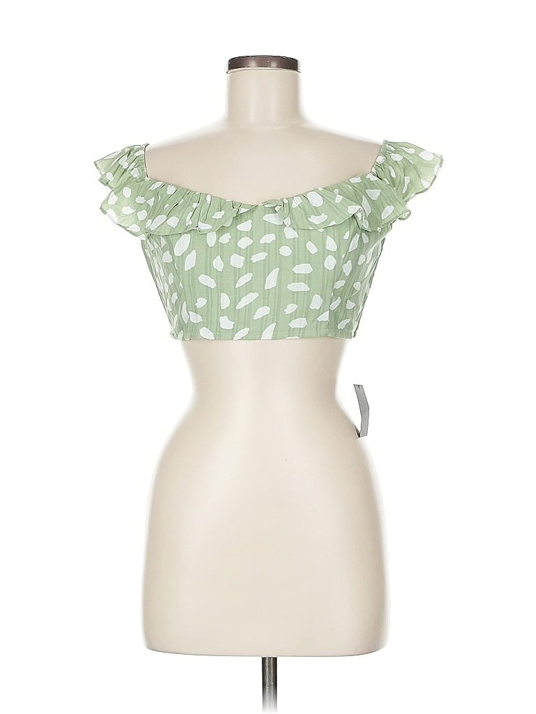 Lulus Short Sleeve Blouse In Green
