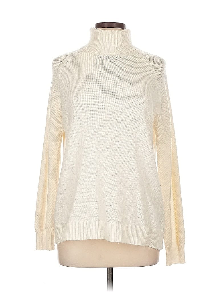 Pre-owned Ann Taylor Loft Turtleneck Sweater In White