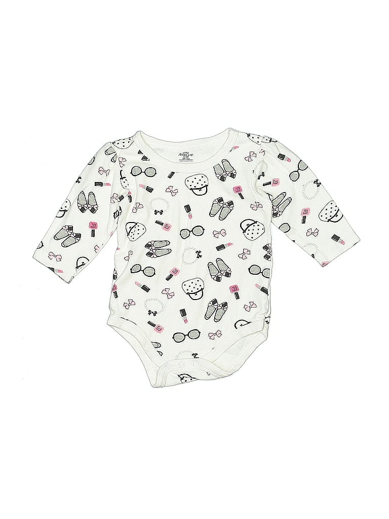 Pre-owned Little Treasure Babies' Long Sleeve Onesie In White