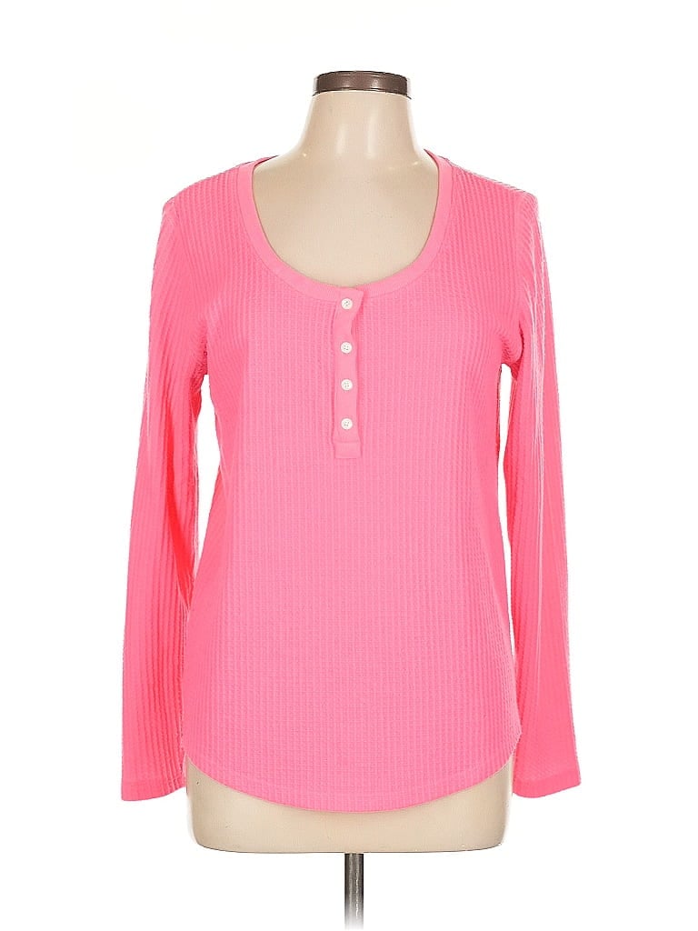 Pre-owned Ann Taylor Loft Long Sleeve Henley Shirt In Pink