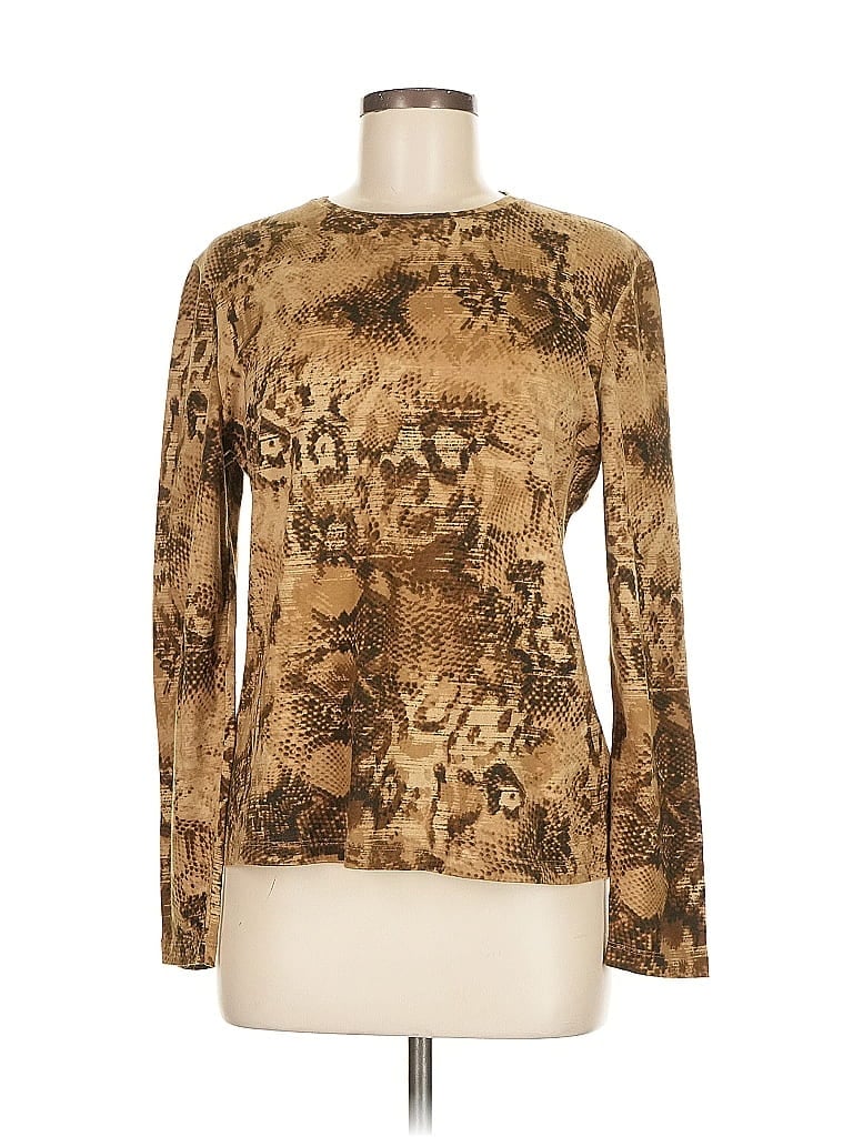 Pre-owned Jones New York Signature Long Sleeve T-shirt In Brown