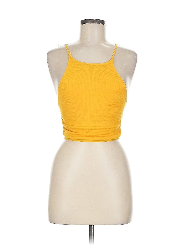 Pre-owned Out From Under Tank Top Yellow Halter Neckline Tops