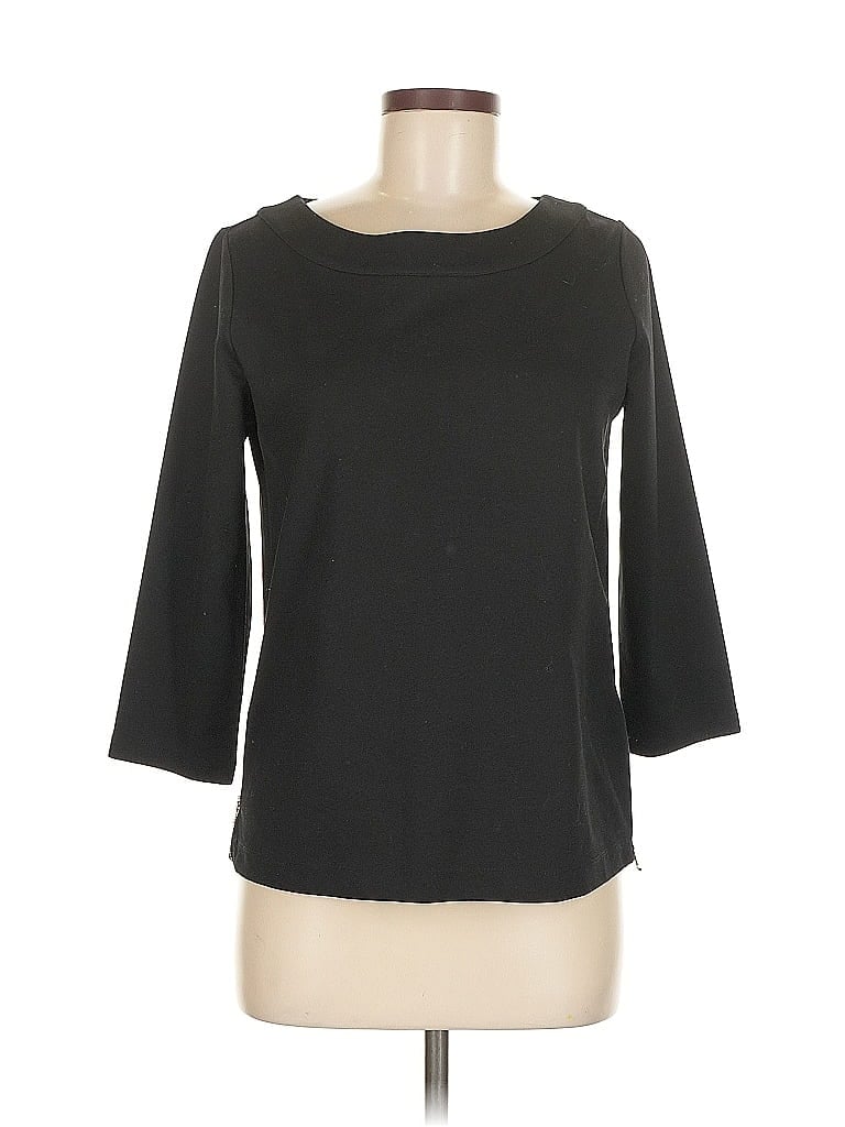 Pre-owned Ann Taylor 3/4 Sleeve Top Black Boatneck Tops