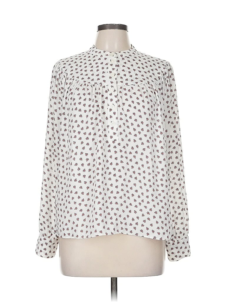 Pre-owned Ann Taylor Long Sleeve Blouse In White