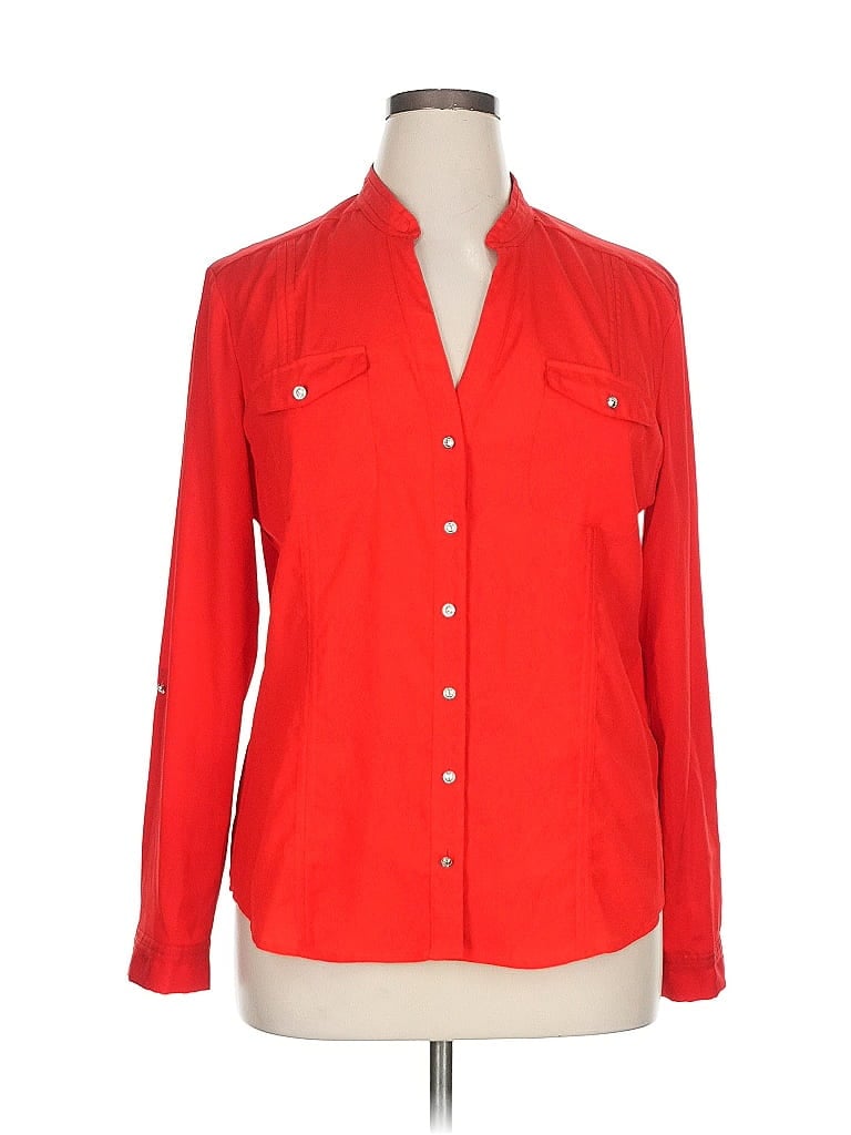 Pre-owned 7th Avenue Design Studio New York & Company Long Sleeve Blouse In Red