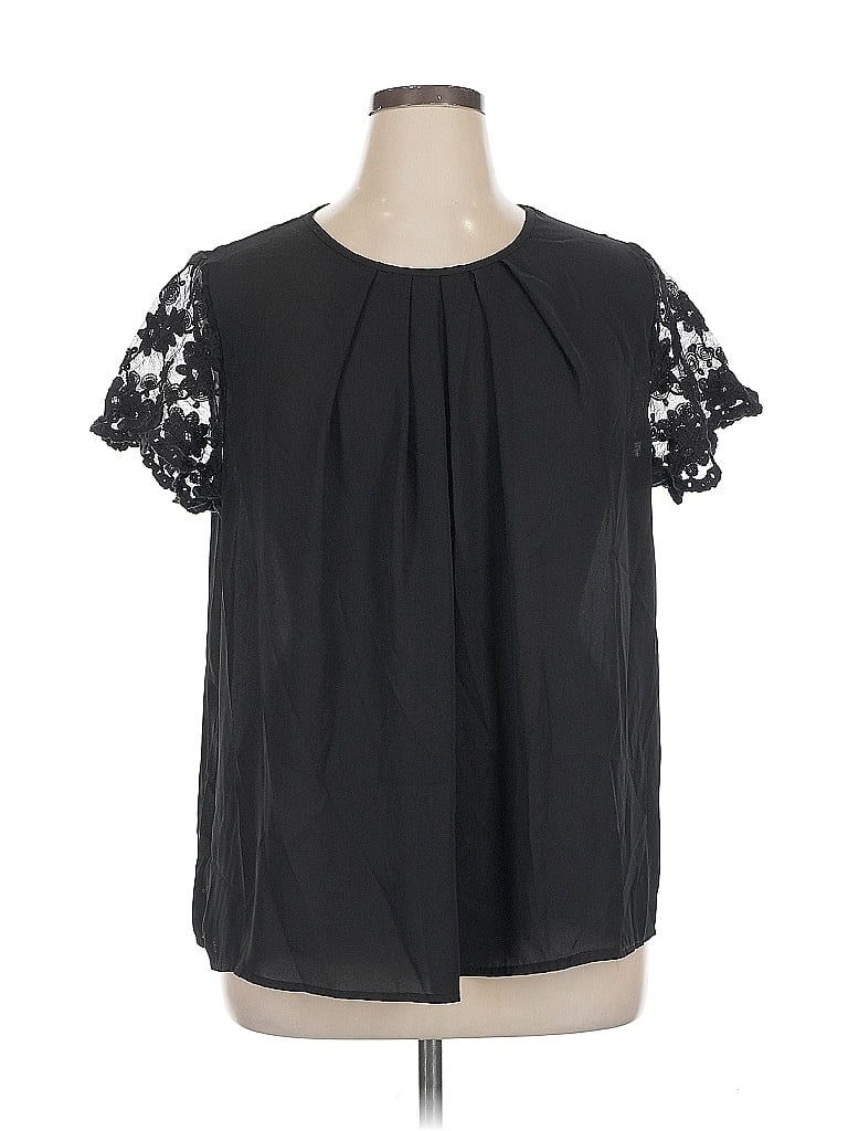 EMERY ROSE Pre-owned Short Sleeve Blouse In Black