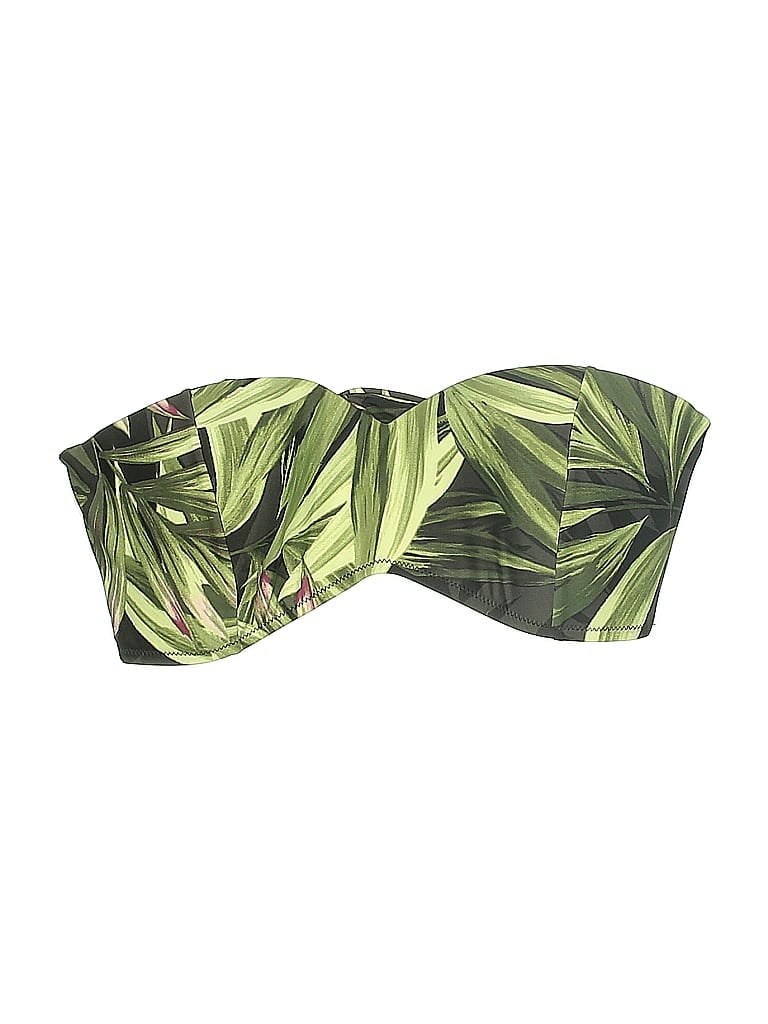 Click to view more detailed imagery on our partner's website Pre-owned Bar Iii Swimsuit Top Green Tropical Pattern Swimwear