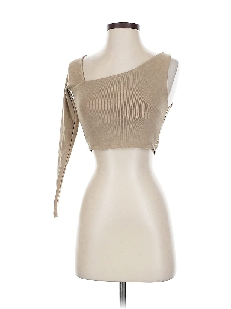 Pre-owned Zara 3/4 Sleeve T-shirt In Brown