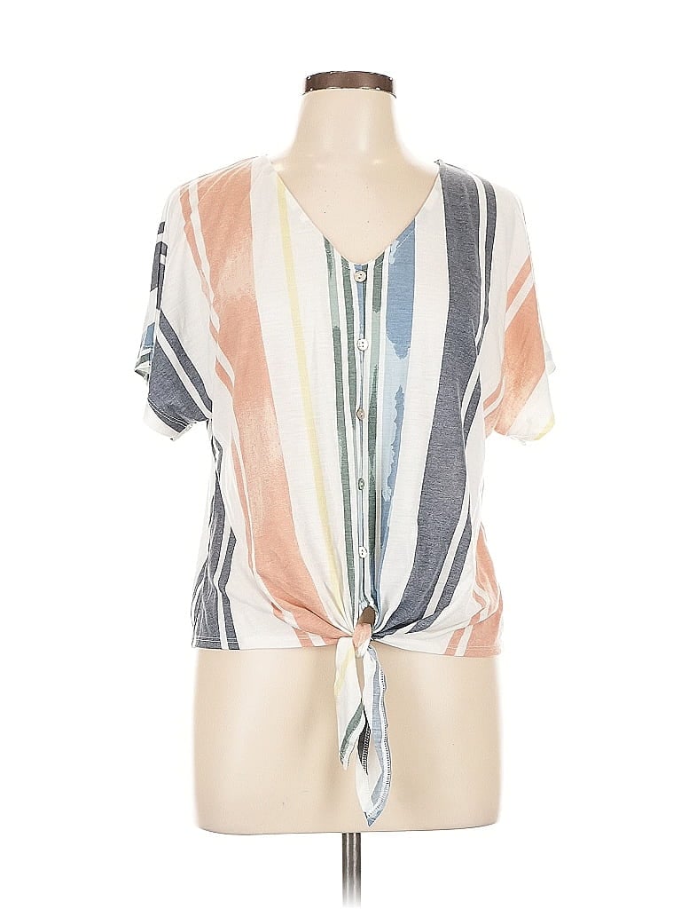 Pre-owned Truself Short Sleeve Blouse In White