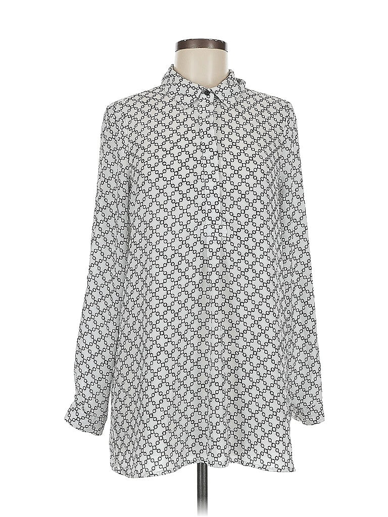 Pre-owned Pleione Long Sleeve Blouse In Silver