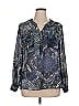 DressBarn 100% Polyester Paisley Blue Long Sleeve Blouse Size XL - photo 1