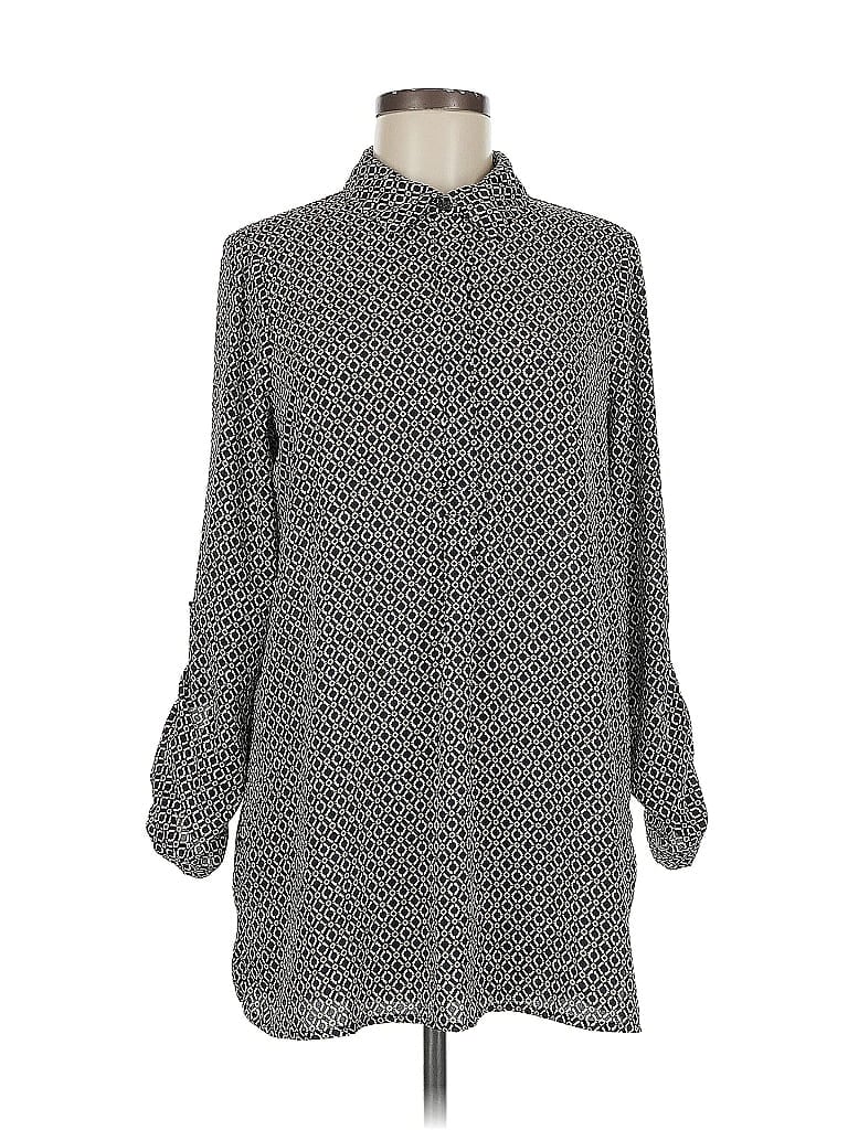 Pre-owned Pleione 3/4 Sleeve Blouse In Gray