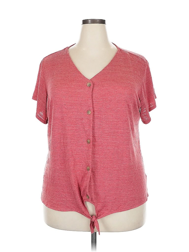 Pre-owned Weatherproof Short Sleeve Top Red V Neck Tops