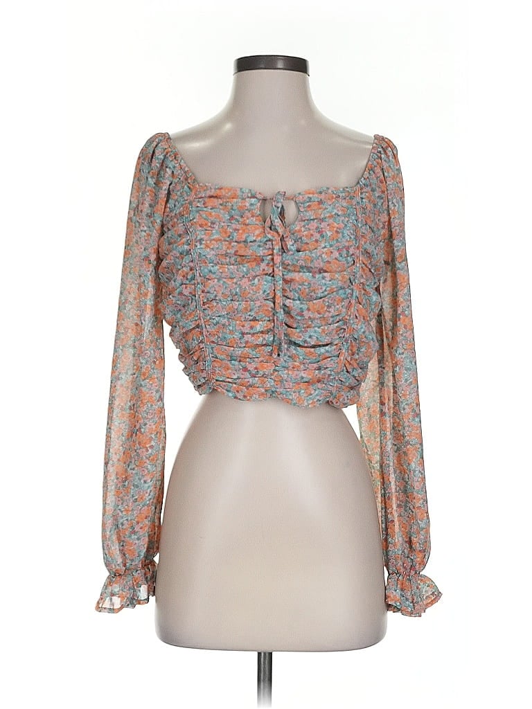 Pre-owned She + Sky 3/4 Sleeve Blouse In Orange