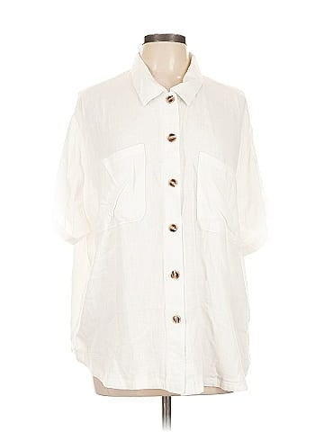She + Sky 3/4 Sleeve Button-Down Shirt (view 1)