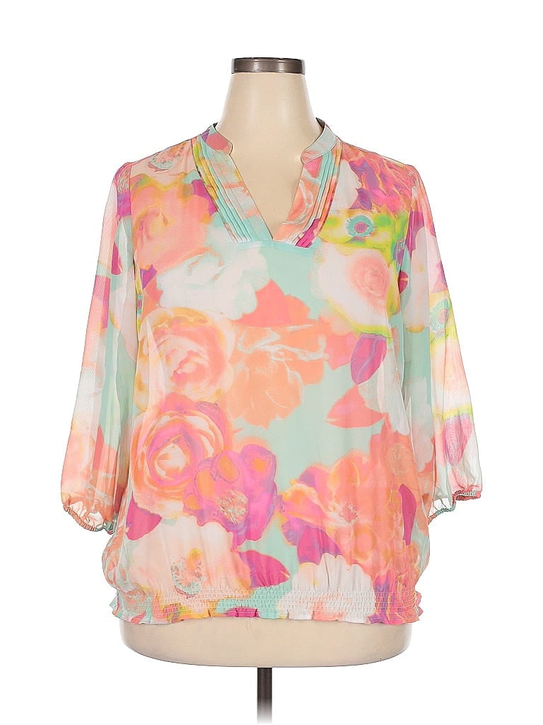 Pre-owned A.n.a. A New Approach 3/4 Sleeve Blouse In Orange