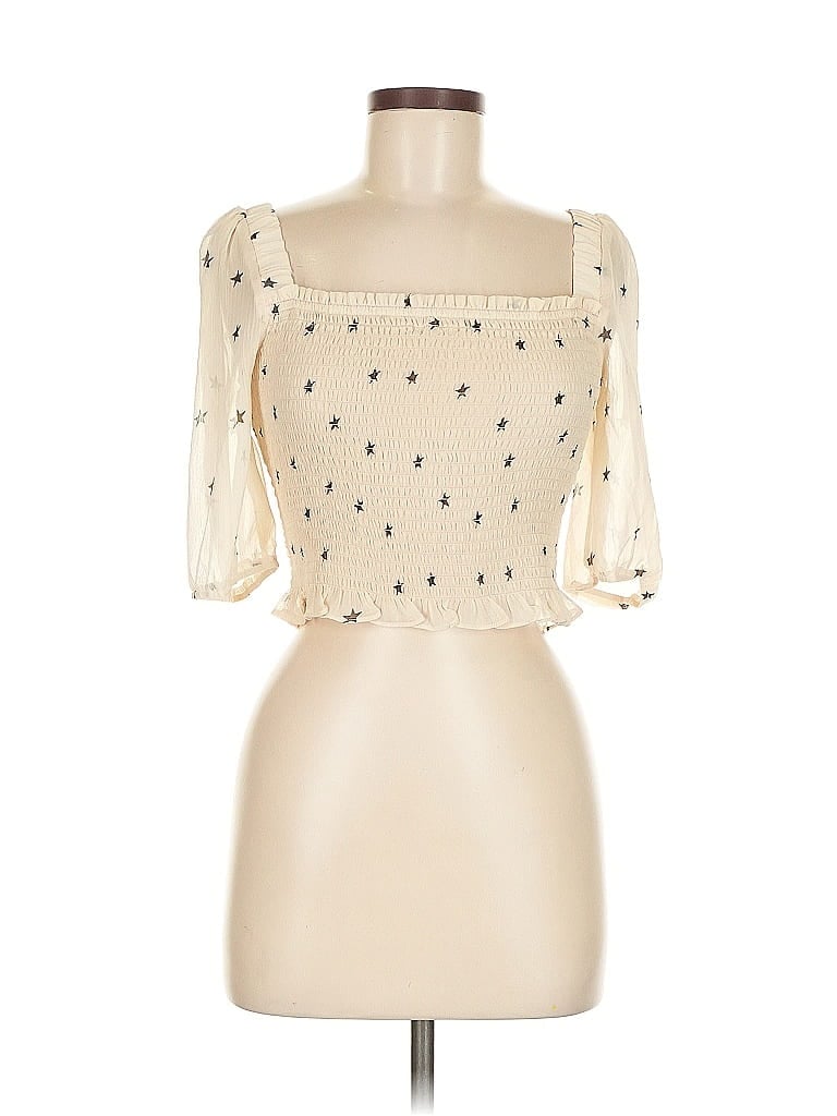 Pre-owned Le Lis 3/4 Sleeve Blouse In White