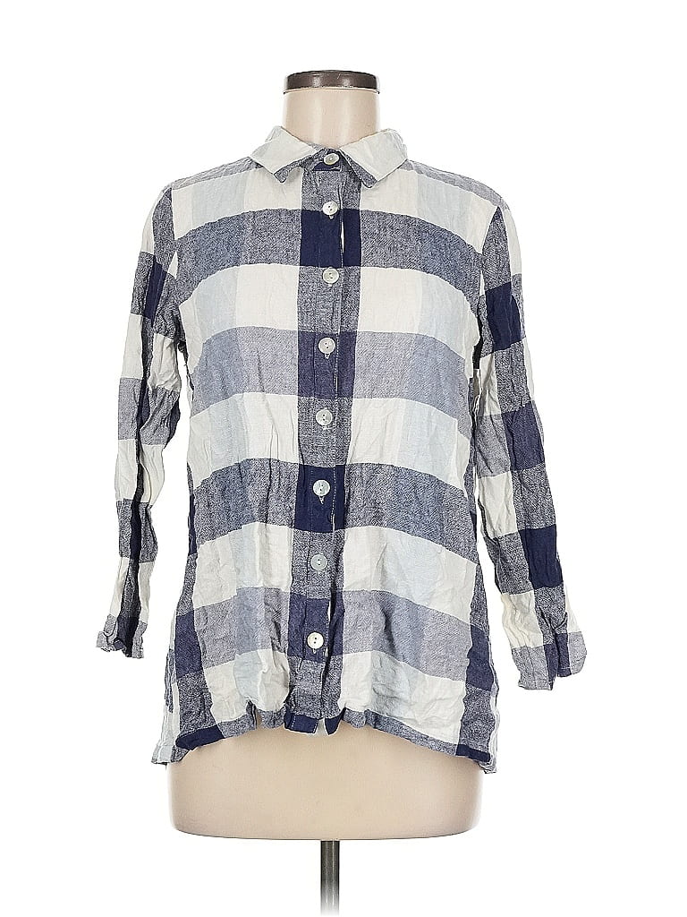 Pre-owned Soft Surroundings 3/4 Sleeve Button Down Shirt In White