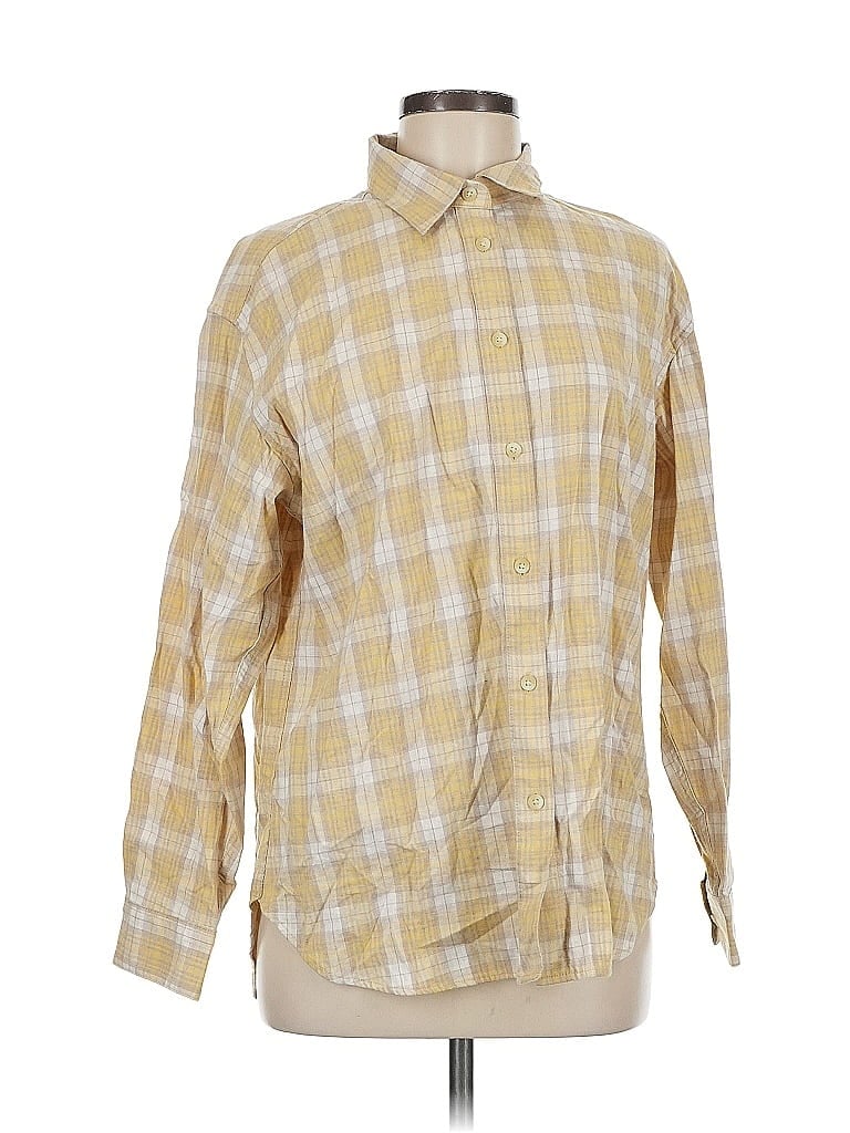 Pre-owned Uniqlo Long Sleeve Button Down Shirt In Yellow