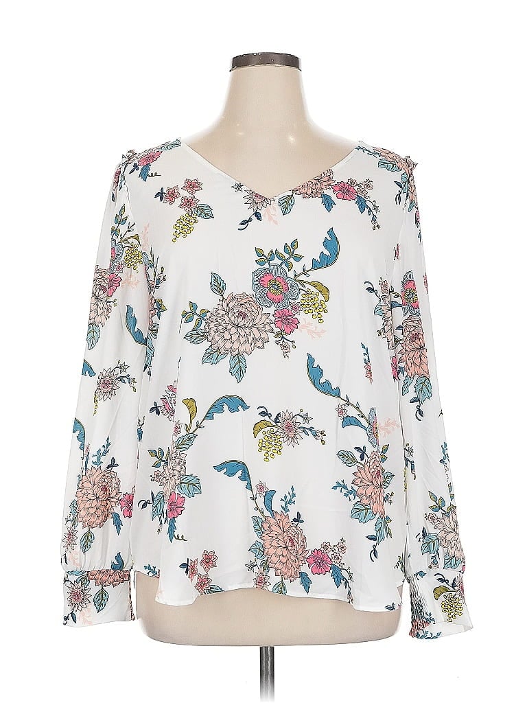 Pre-owned Ann Taylor Loft Long Sleeve Blouse In White