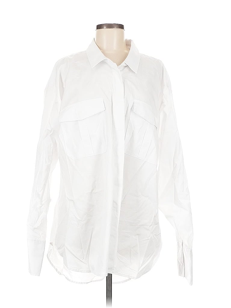 Pre-owned Good American Long Sleeve Blouse In White