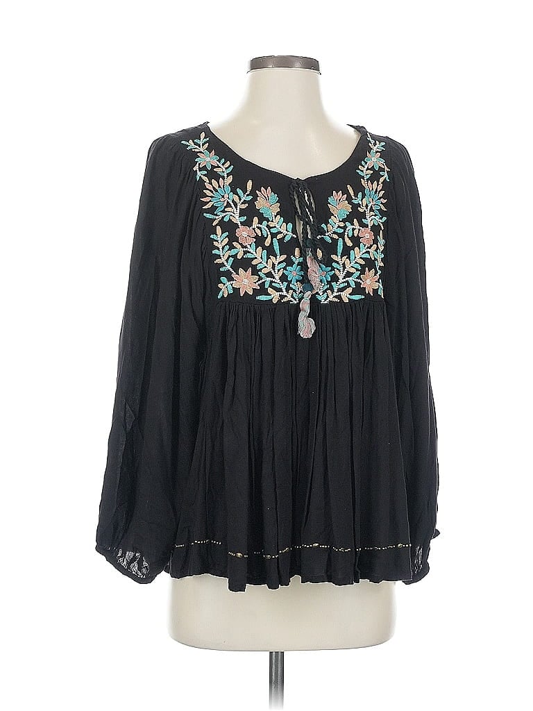 Pre-owned World Market Long Sleeve Blouse In Brown