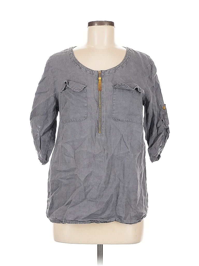 Pre-owned Ellen Tracy 3/4 Sleeve Blouse In Gray